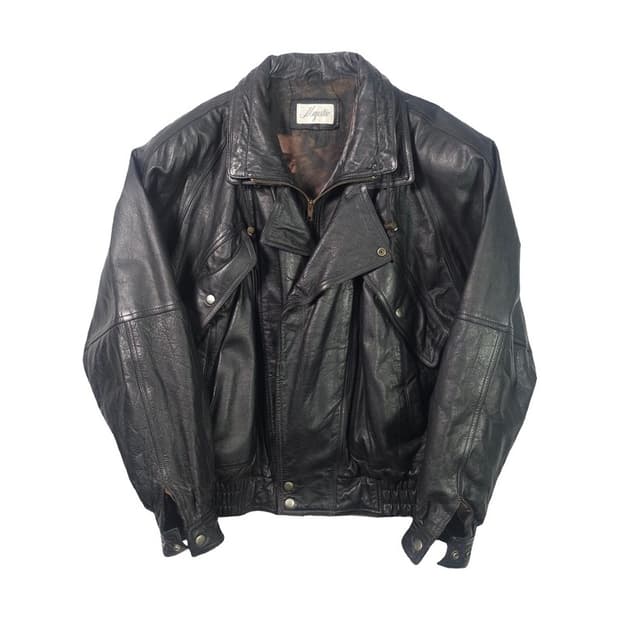 Majestic 90s 무드 빈티지 레더 라이더 자켓 L