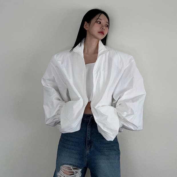 새상품) 랑거 오일러 패드 점퍼 자켓 바람막이 화이트