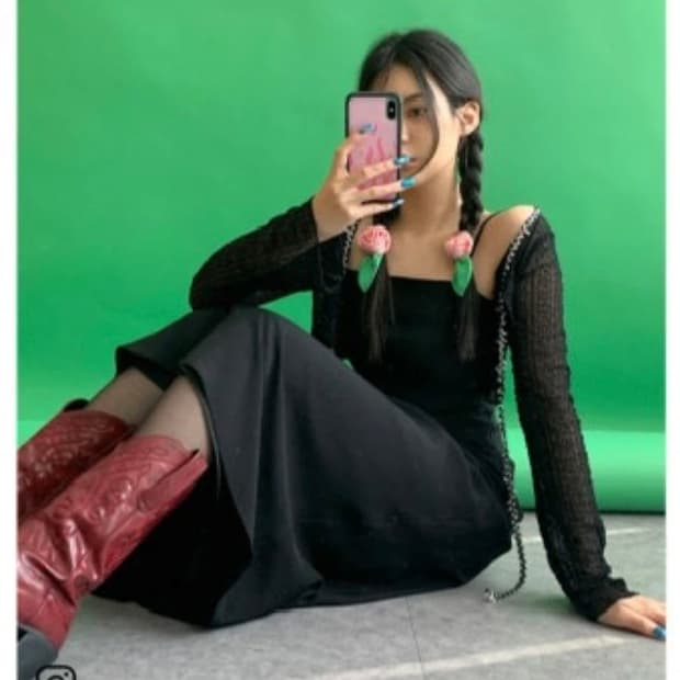 루루서울 서머 폴 인 러브 드레스 - 블랙