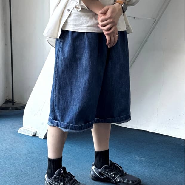 Cotton linen denim ball silhouette half