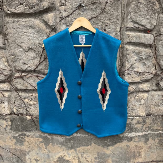 오르테가 핸드 우븐 울 네이티브 웨스턴 나바호 치마요 베스트 조끼