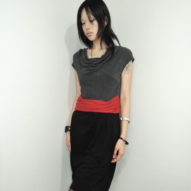 DKNY Color Block Cowl Neck Draped Dress