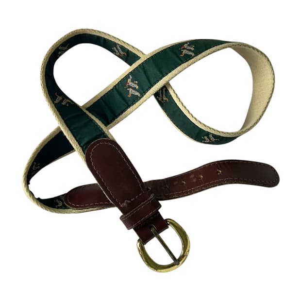 [BROOKS BROTHERS] 브룩스브라더스 덕자수 캔버스 레더 벨트