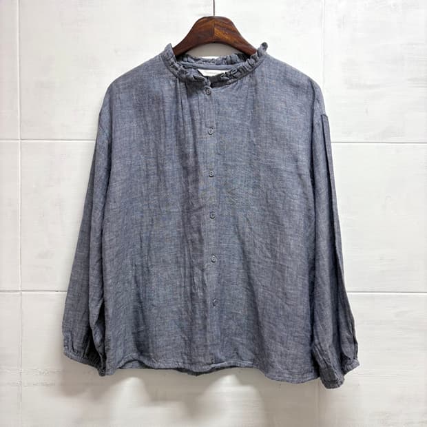 pyumosso 코튼 프릴 모리걸 긴팔 블라우스 M JPN