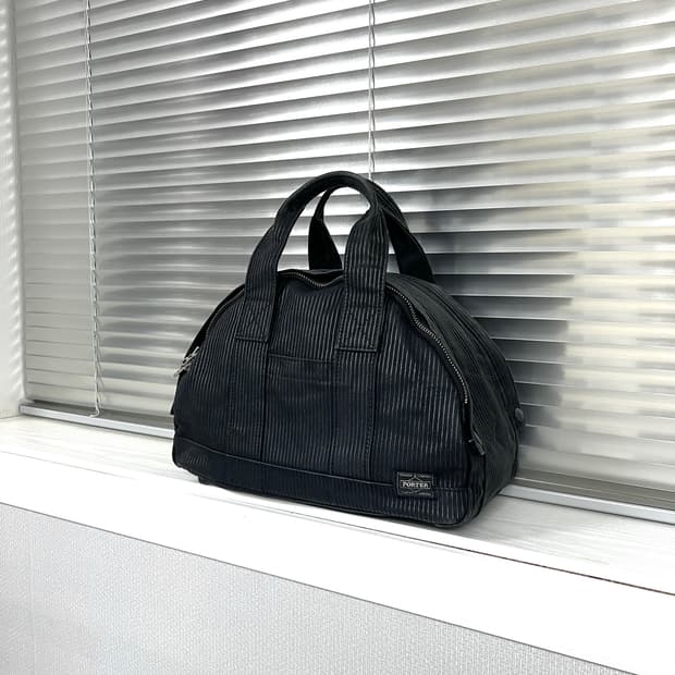 PORTER-TOTE BAG M (Washed Stripe Black)