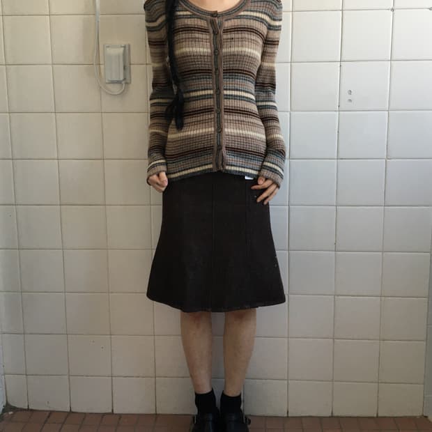 Pattern ribbed knit cardigan