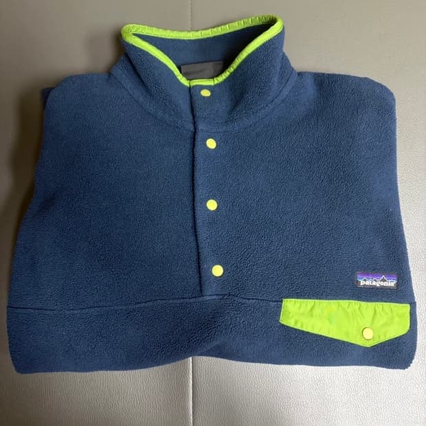 파타고니아 스냅 90s 네이비, 라임 L