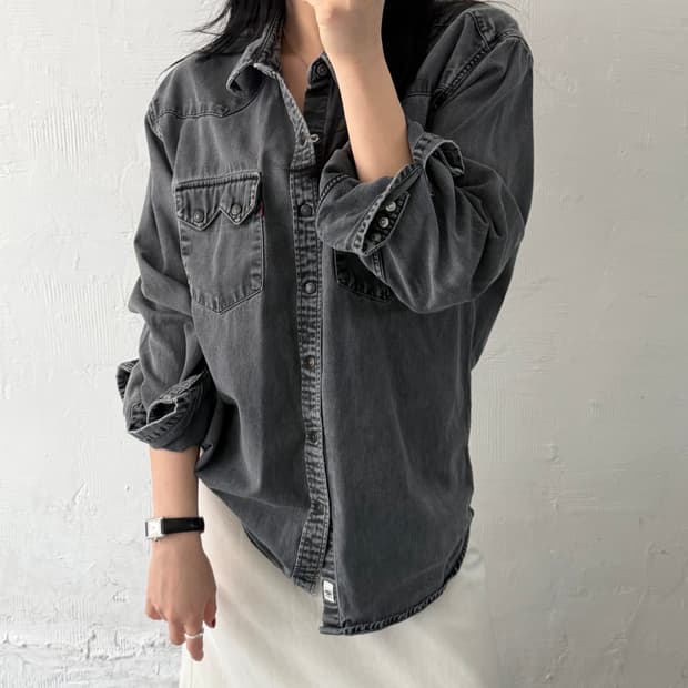 Levi‘s 리바이스 샌프란시스코 흑청 투포켓 스냅버튼 웨스턴 셔츠