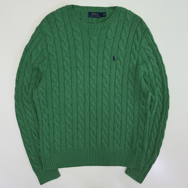 Polo  폴로 랄프로렌 자수 코튼 꽈배기 니트