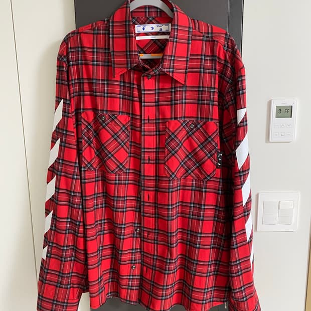 Off-White 빨간색 체크 셔츠 xxl