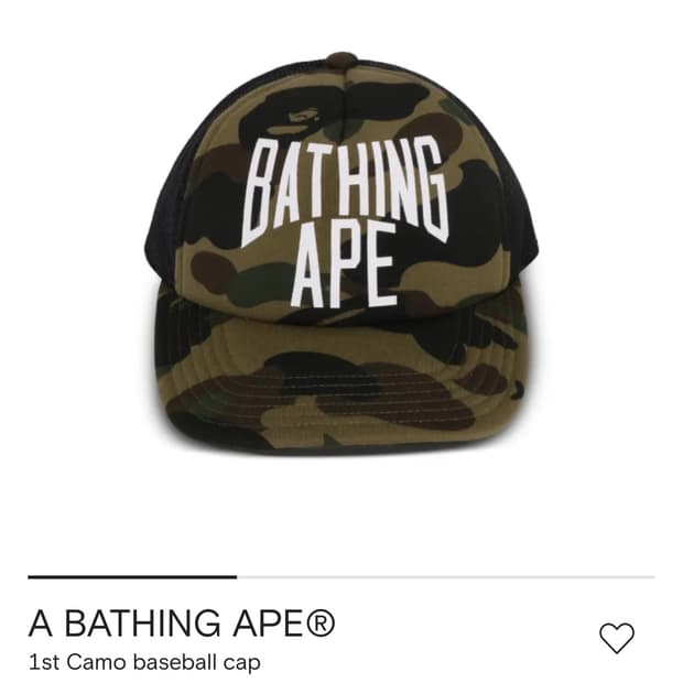 A BATHING APE 1st 카모 볼캡 베이프