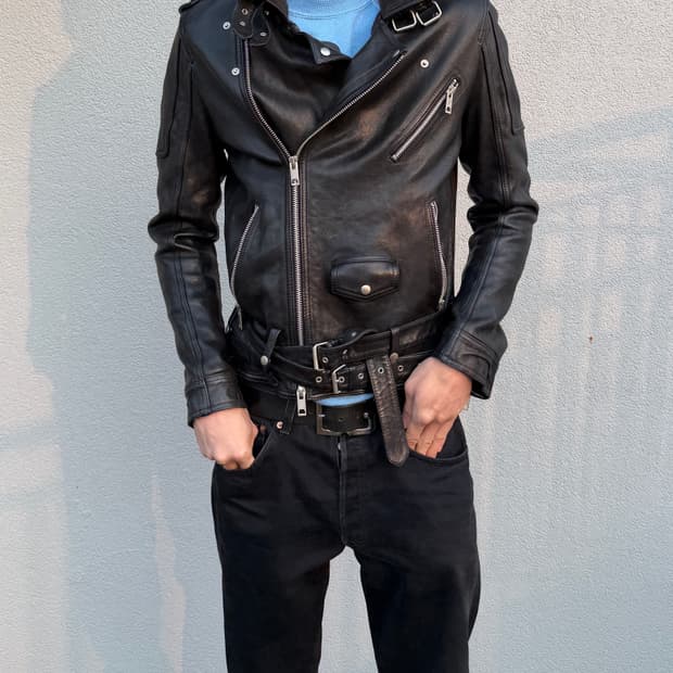 Vintage 바이커 레더 자켓