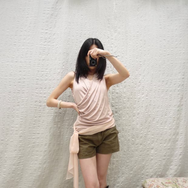 Muted pink drape sleeveless