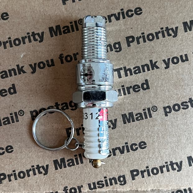 90s vtg Spark Plug Lighter Keyring