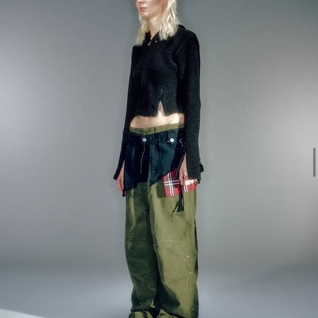 베이컨트 아카이브 레이어드 카펜터 스커트 벨트 블랙