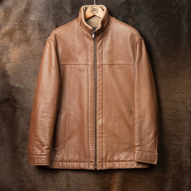 [103] 00s 헤지스 램스킨 스탠드 카라 레더자켓 