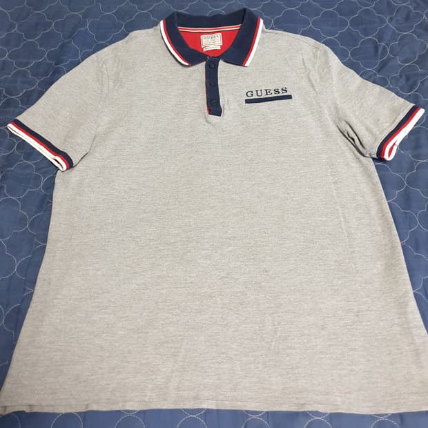 (빈티지)게스 00s  레귤러핏 반팔 카라티 그레이 (M)