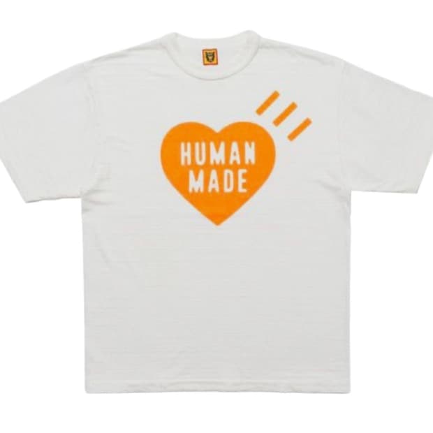 휴먼 메이드 하트 티셔츠 화이트 오렌지 - 시부야 파르코 스토어 한정