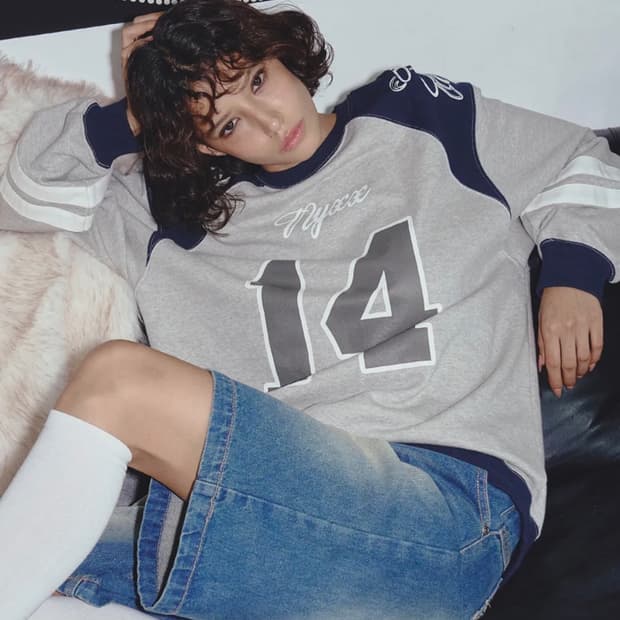 엔와이엑스엑스 컬러 블록 사커 스웨트셔츠 그레이