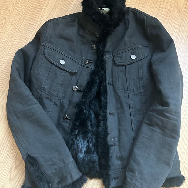 일본빈티지 모피 자켓 블랙