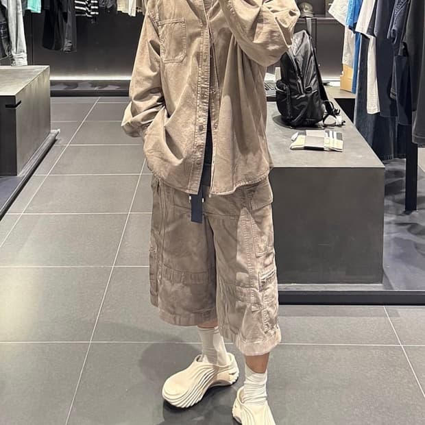 준지 25ss 데님 페인티드 셔츠 카고팬츠 46