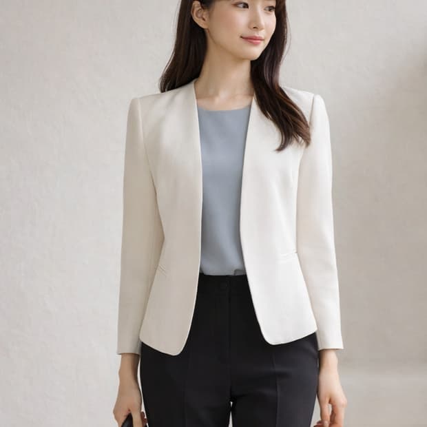 화이트 아이보리 노카라 자켓 66 / 봄여름 얇은 자켓