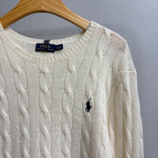 폴로 캐시미어 꽈배기 니트