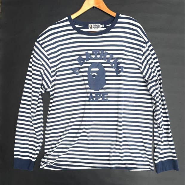 베이프 컬리지 후프 롱슬리브 티셔츠