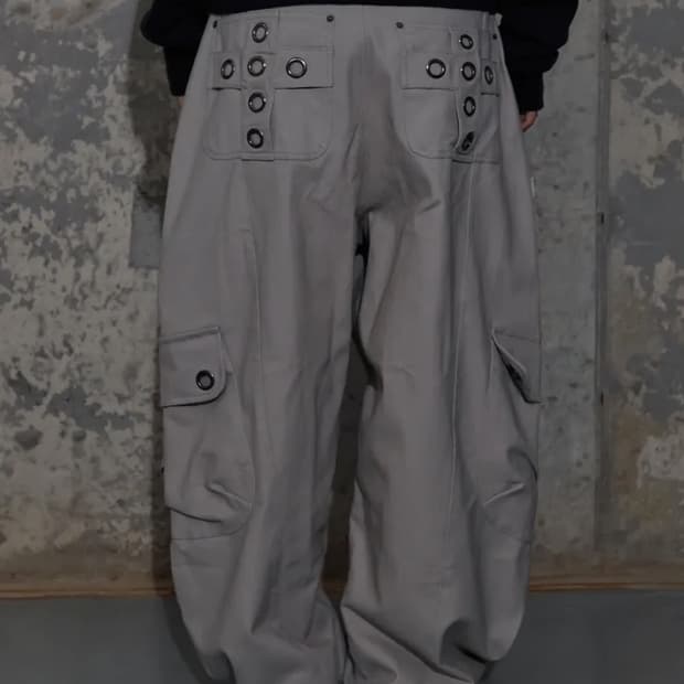 팬시클럽 크로스 포켓 카고 팬츠 핑크 베이지