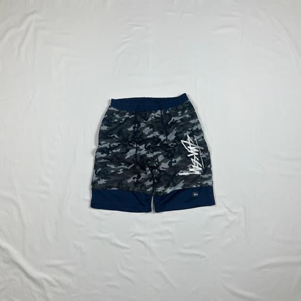 90‘s 스투시 stussy 빅로고 카모 레이어드 밴딩 반바지