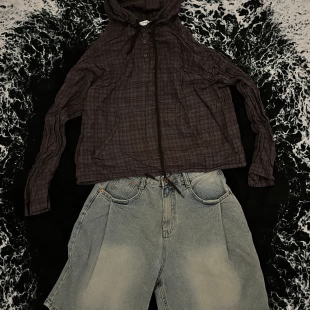 Cody set(체크후드티+버뮤다팬츠)