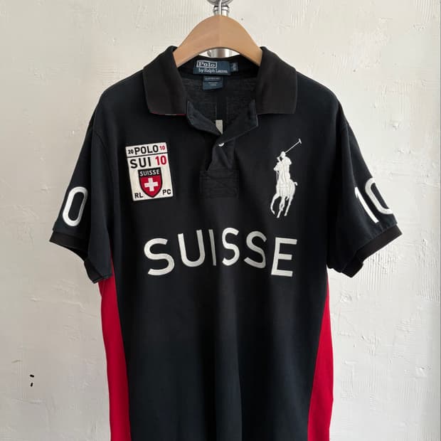 Polo 폴로 랄프로렌 블랙 빅포니 스위스 패치 카라티