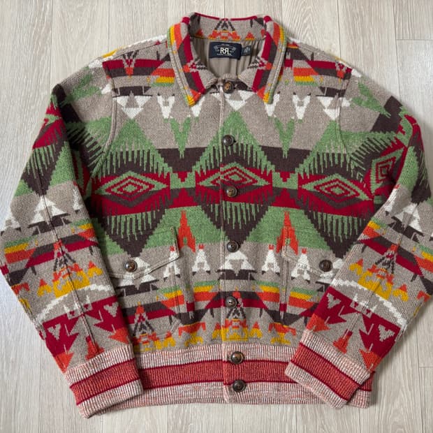 XL RRL 사우스웨스턴 나바호 울 캐시미어 니트 가디건 자켓