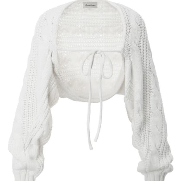 쓰리타임즈 케이블 볼레로 아이보리