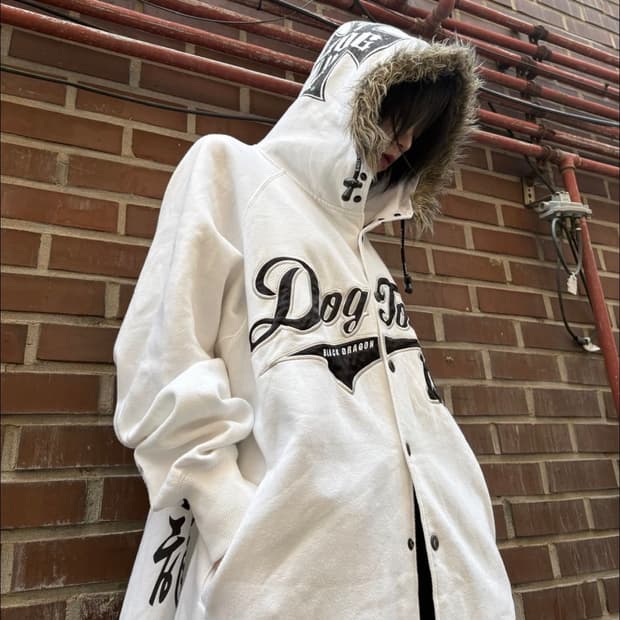 Dog town fur hoodie oriental detail hood