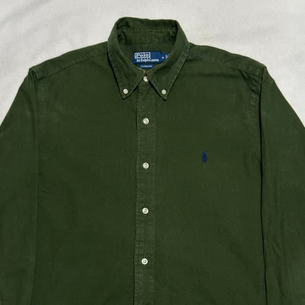 M 폴로랄프로렌 네이비 포니 그린 코튼 셔츠