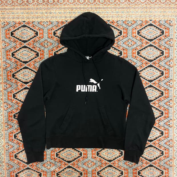 푸마 시그니처로고 블랙 기모 후드티셔츠 여성S