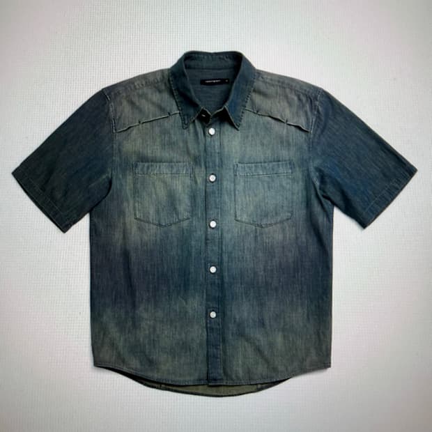 해칭룸 Vented Shirt Denim 데님 반팔셔츠 M
