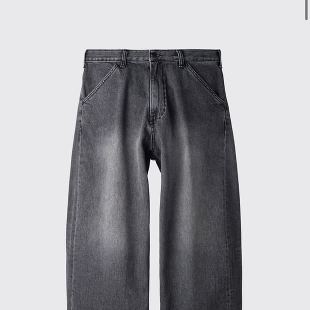 해칭룸 와이드 커브진 흑청 (3사이즈)