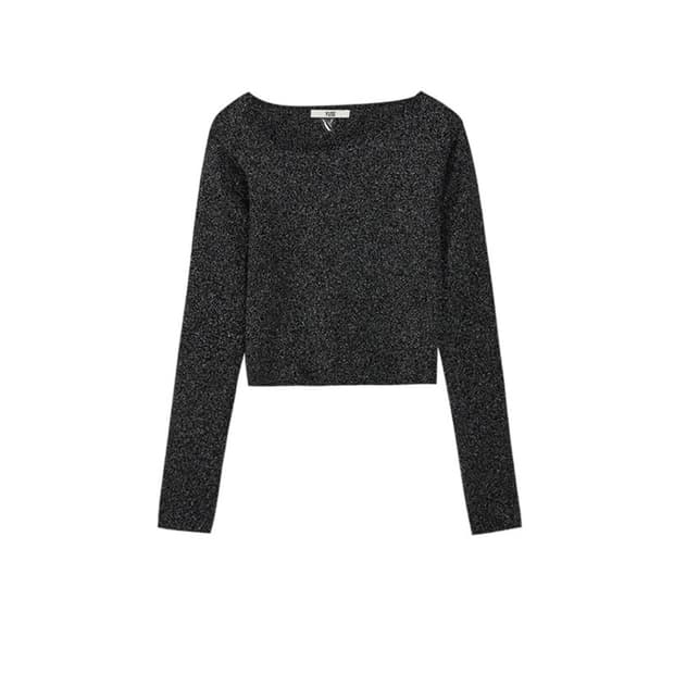 유즈 WAVE LINE GLITTER METAL KNIT TOP
