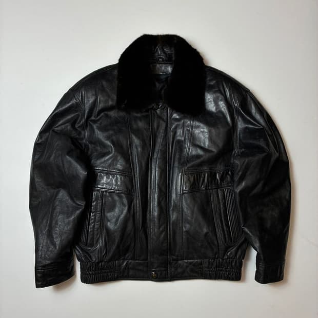 Selected 90's 봄버 가죽 항공 자켓 PN8472