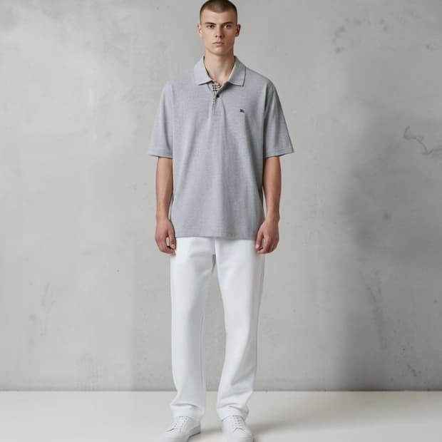 100~105/ 버버리 미니 로고 폴로 그레이 반팔