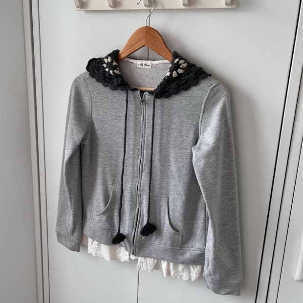 My memory 크로셰 레이스 레이어드 후드집업 