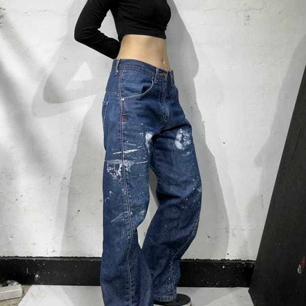 리바이스 중청 엔지니어드 페인팅 데님 팬츠 청바지 