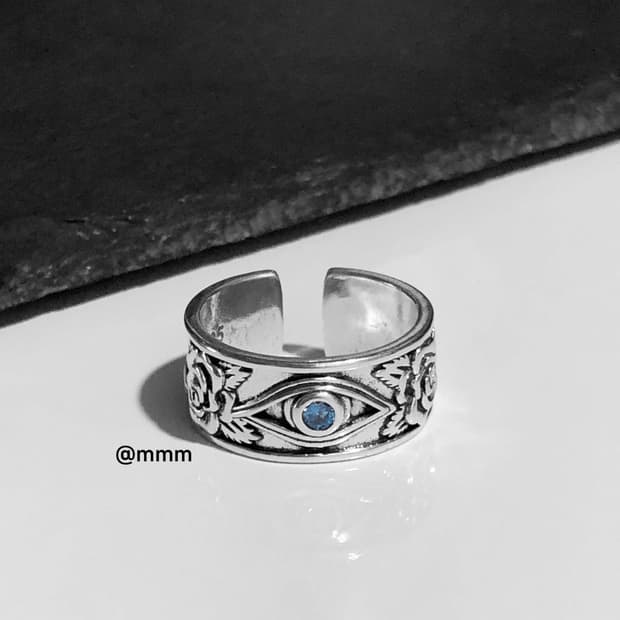 (Unisex) 빈티지 블루 반지 오픈링