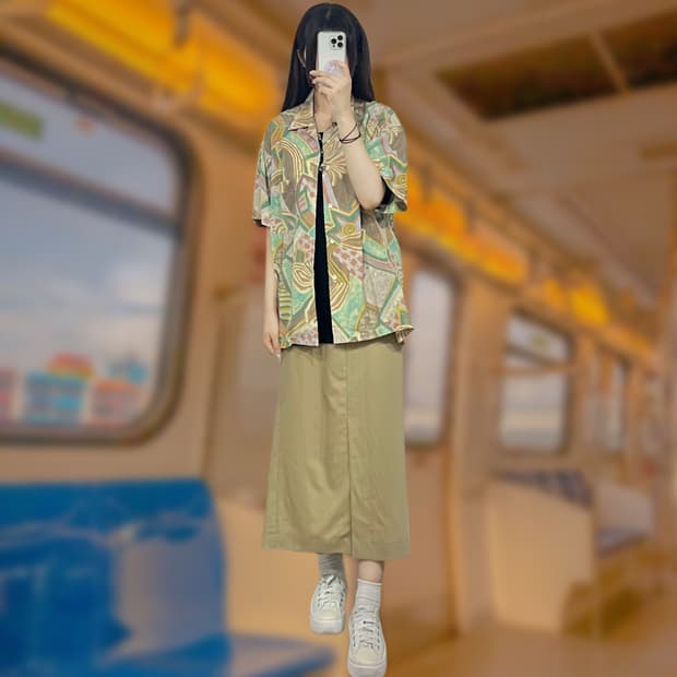 에스닉 파스텔 반팔 셔츠