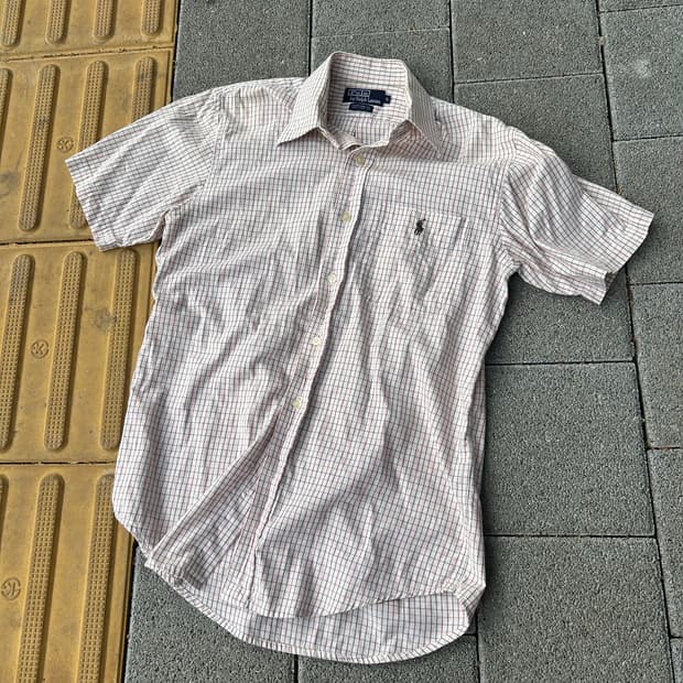 2000s 폴로 너드깔 체크 반팔 오버핏 셔츠