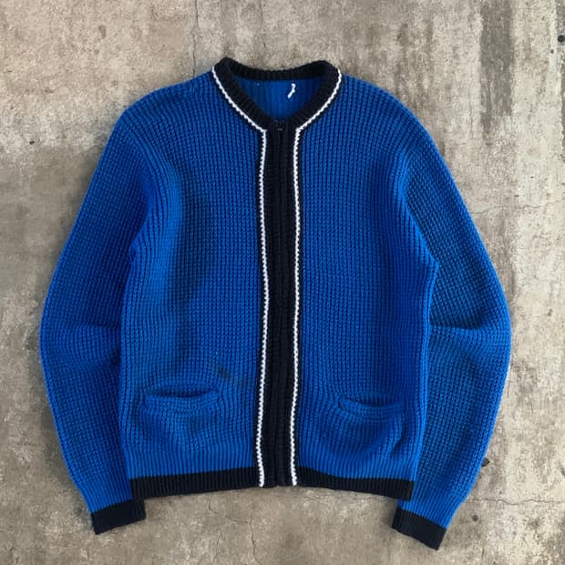 70s 아크릴 집업 카디건