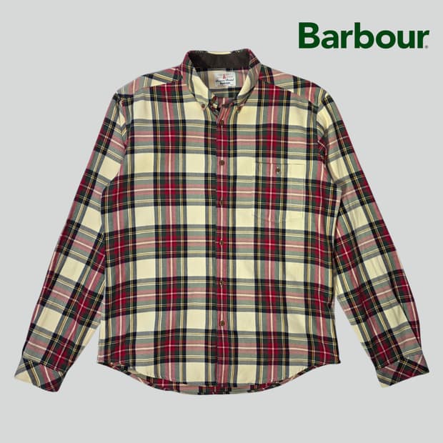 [L]Barbour 바버 엘보우 패치 체크 남방 셔츠