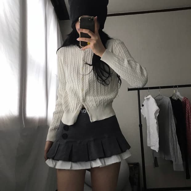 폴로 아이보리 케이블 가디건